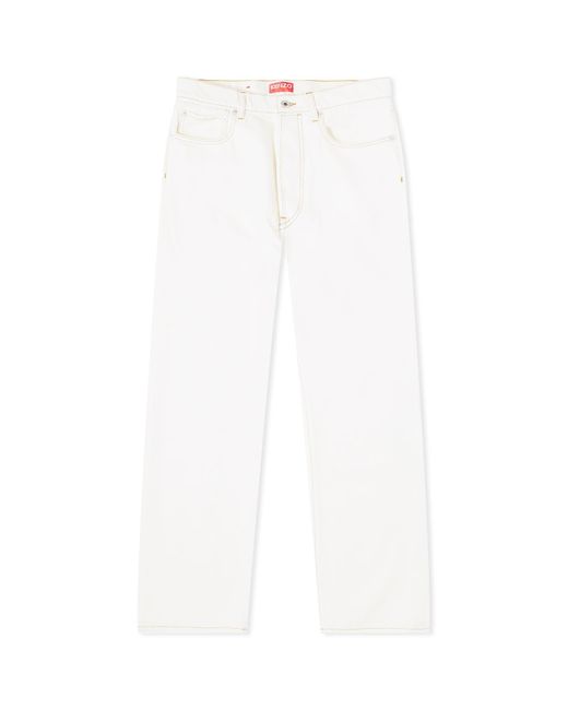 KENZO White Straight Fit Jeans for men
