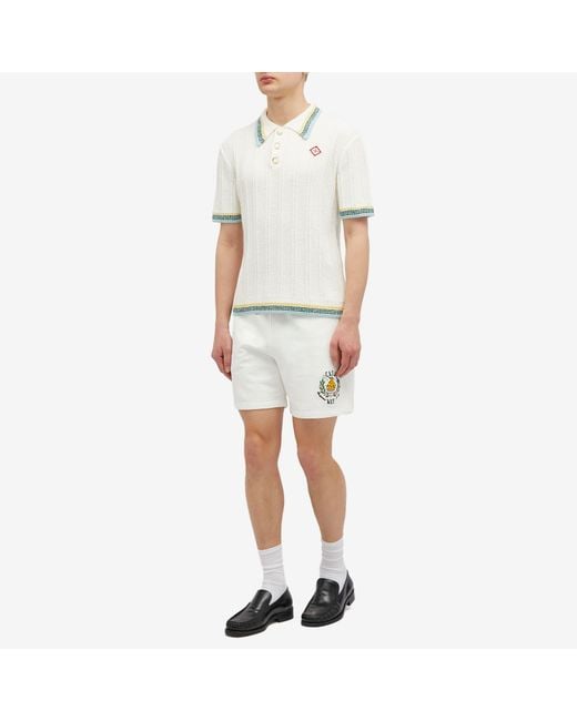 Casablancabrand White Ribbed Boucle Polo Shirt for men