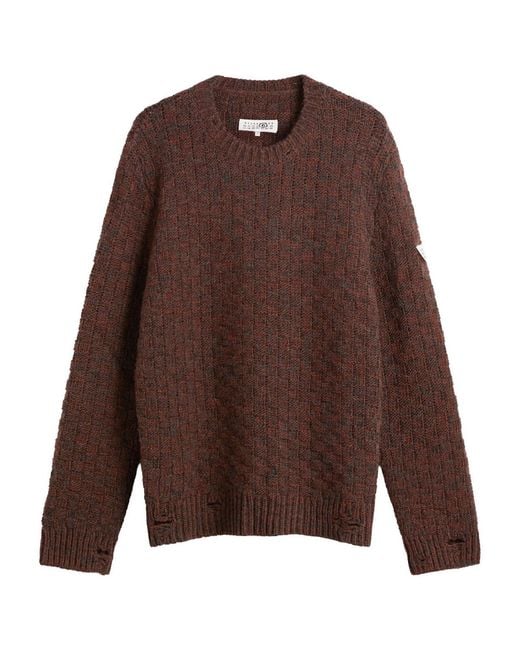 Maison Margiela Brown Mm6 Woven Jumper Dark Melange for men