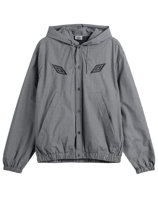 Umbro by Slam Jam Gray Gingham Masked Hooded Shirt Jacket for men