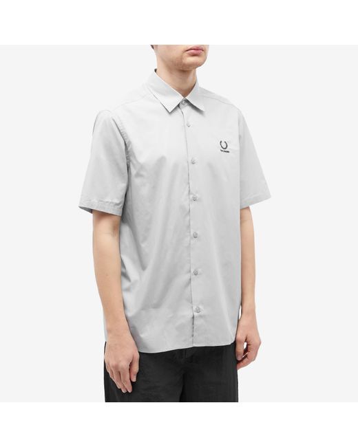 Fred Perry White X Raf Simons Embroidered Short Sleeve Shirt for men