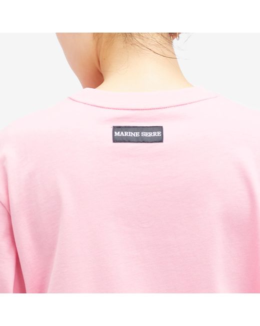 MARINE SERRE Pink Organic Cotton Jersey Plain T-Shirt