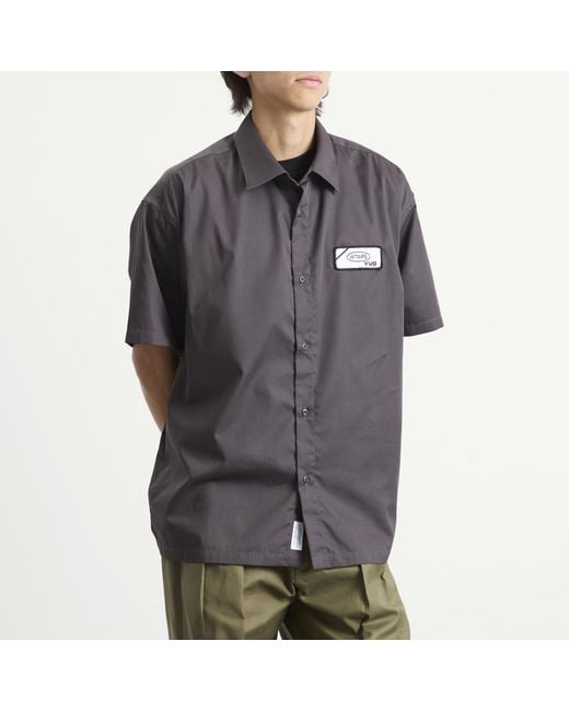 (w)taps Gray Logo Work Shirt for men