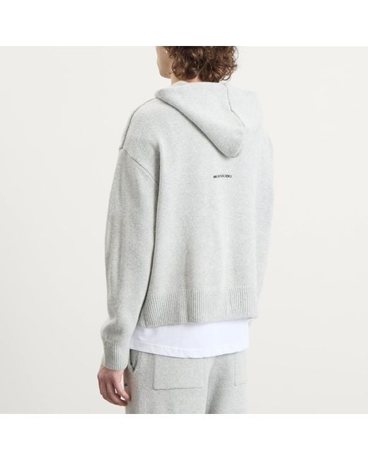 MKI Miyuki-Zoku White Mohair Blend Knit Zip Hoodie for men