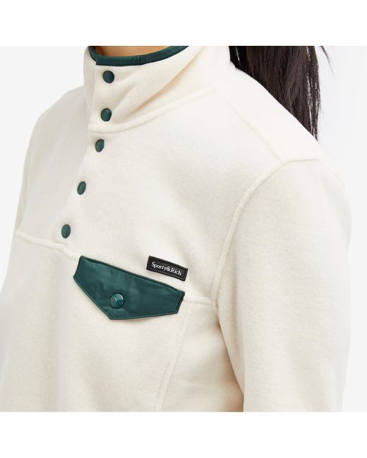 Sporty & Rich White Buttoned Polar Fleece Sweatshirt