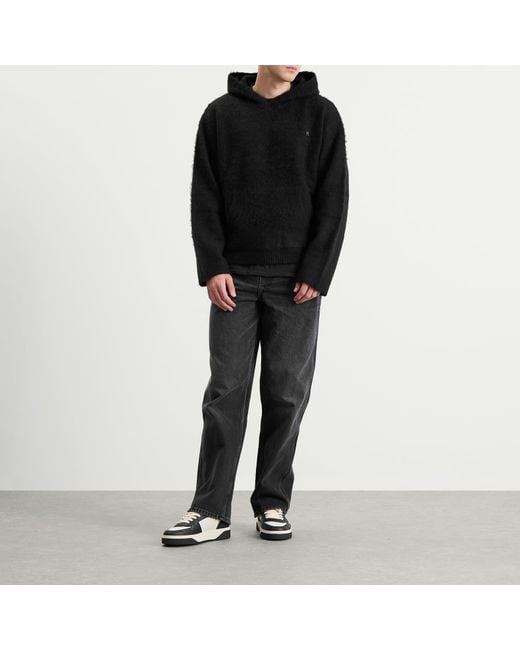 Represent Black Textured Borg Hoodie for men
