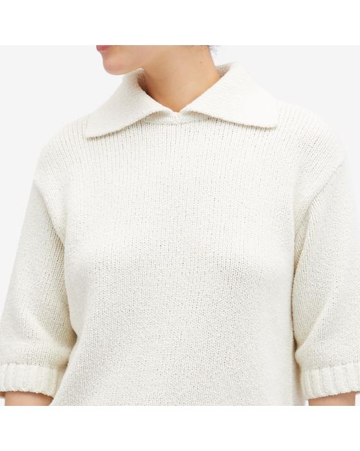 Samsøe & Samsøe White Salou Knitted Polo Shirt Top