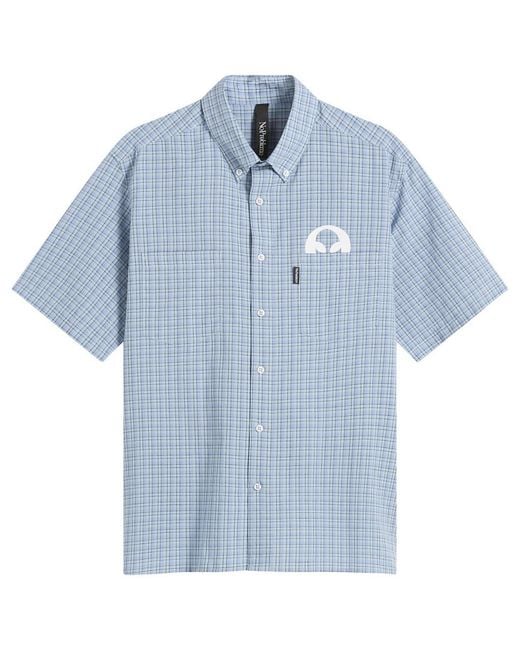 No Problemo Blue Alien-O Print Check Shirt for men