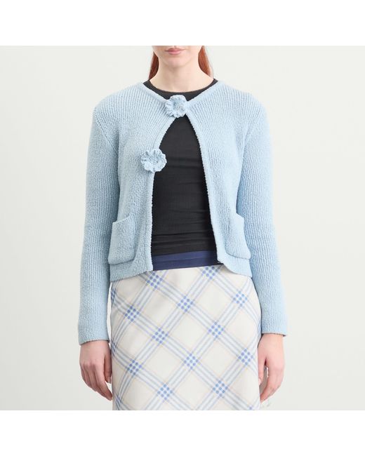 Kijun Blue Double Corsage Cardigan