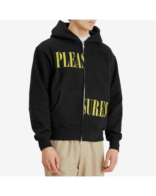 Pleasures Black Split Zip Hoodie for men