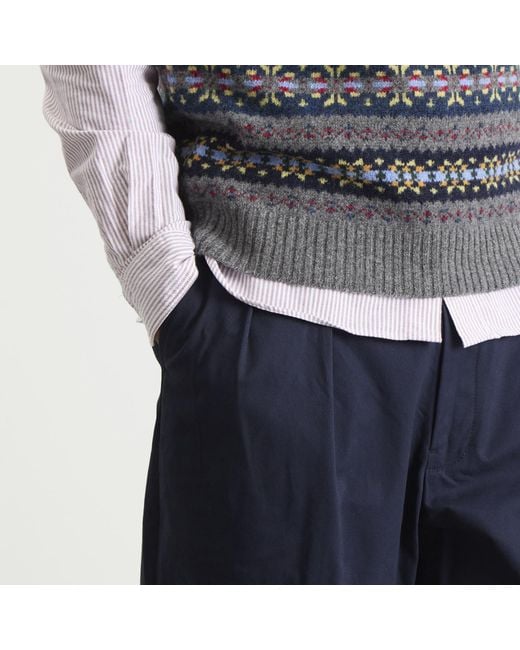 Beams Plus Blue 2 Pleat Chino for men