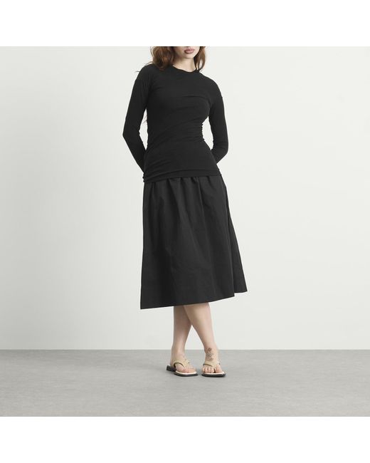 Jil Sander Black Double Layer Twisted Long Sleeve Top