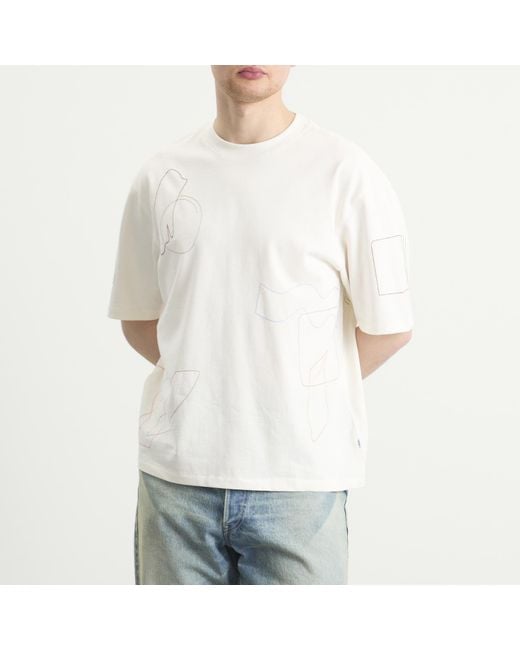 Wax London White Milton Shapes Embroidery T-Shirt for men