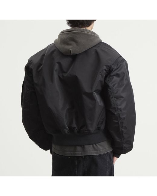 Entire studios Black Cropped Broad Bomber Jacket for men