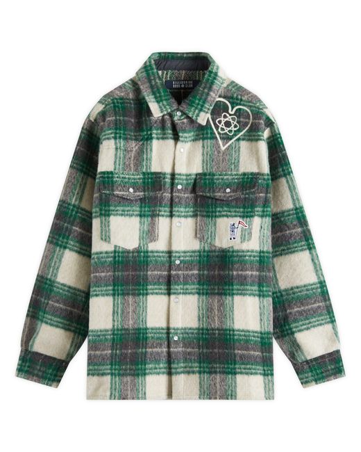 BBCICECREAM Green Heart & Mind Check Overshirt for men