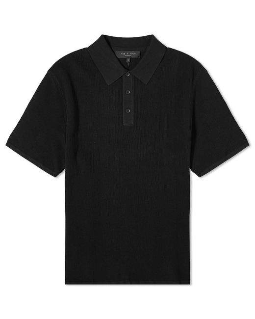 Rag & Bone Black Harvey Knit Polo Shirt for men
