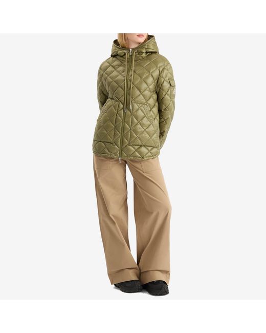 Moncler Green Shiny Quilted Hood Overshirt