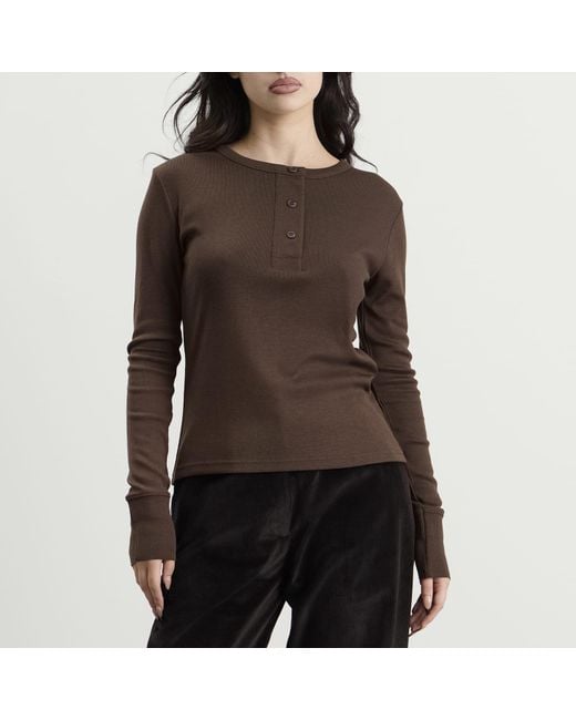 Studio Nicholson Brown Roane Long Sleeve Henley