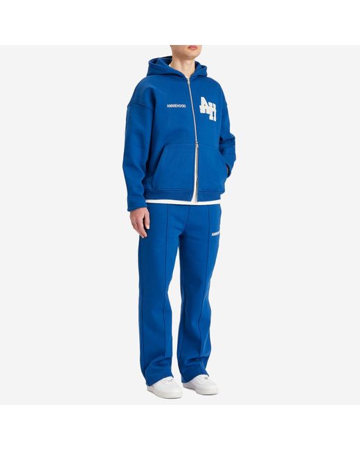Annie Hood Blue College Zip Hoodie for men