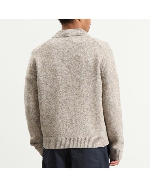 Wax London Gray Alpha Plain Stitch Zip Polo for men