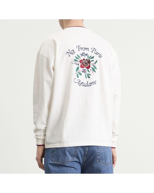 Drole de Monsieur White Rose Slogan Long Sleeve T-Shirt for men