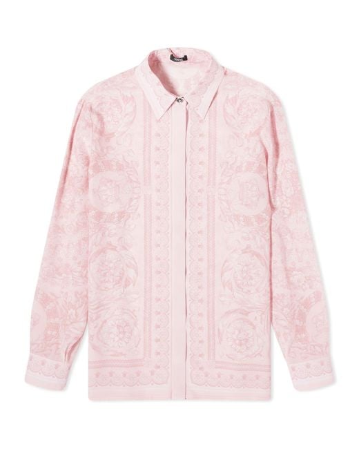 Versace Pink Printed Silk Shirt