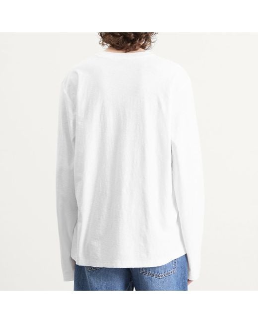 Acne White Long Sleeve 1996 Logo Pocket T-Shirt for men