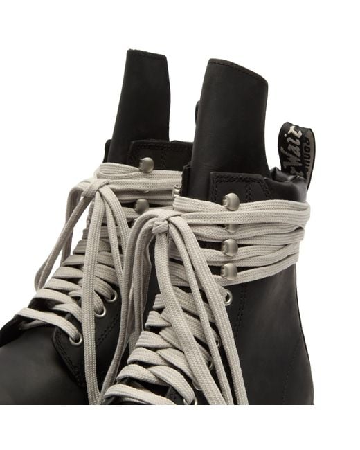Rick Owens Black X Dr. Martens Quad Sole Steel Toe Boot
