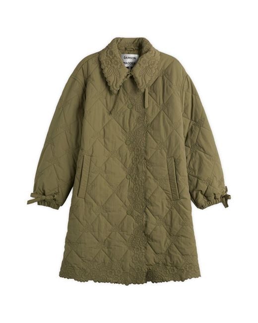 Damson Madder Green Avery Quilted Coat