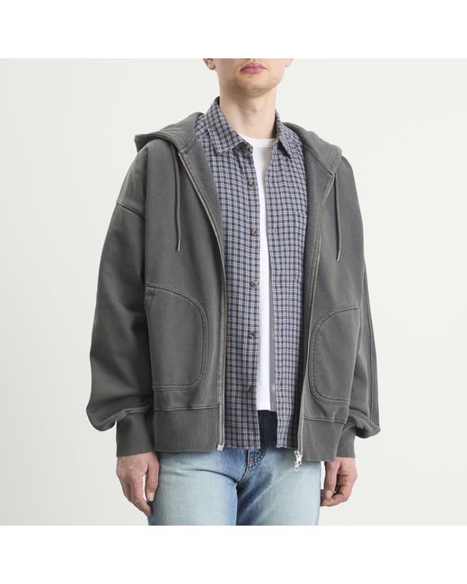 FRIZMWORKS Gray Og Pigment Dyed Zip Hoodie for men