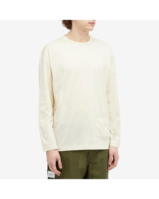 Sunspel White X Nigel Cabourn Long Sleeve Pocket T-Shirt for men