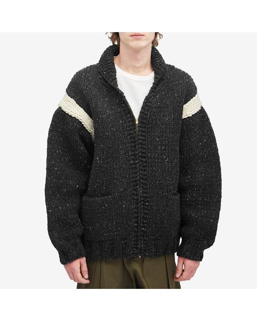 Visvim Black Cowichan Hand Knit Cardigan for men