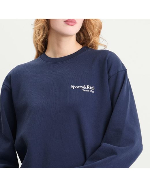 Sporty & Rich Blue Play Tennis Crew Sweatshirt