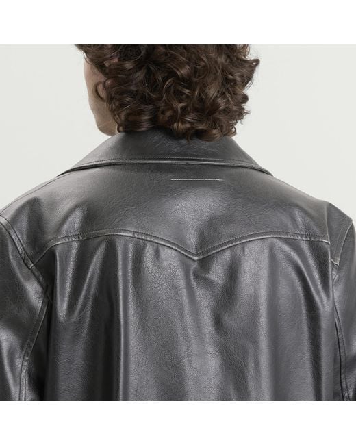 Maison Margiela Black Mm6 Faux Leather Jacket for men