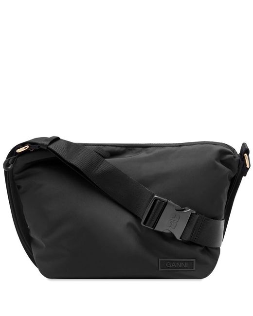 Ganni Black Recycled Tech Small Hobo Bag
