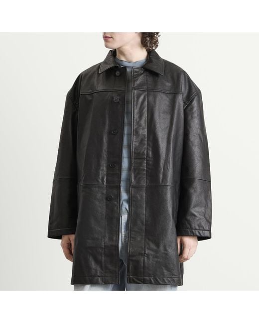 Deadwood Black Bloke Leather Car Coat for men