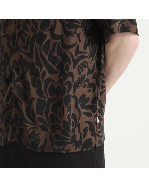 Wax London Black Didcot Two Tone Floral Vacation Shirt for men