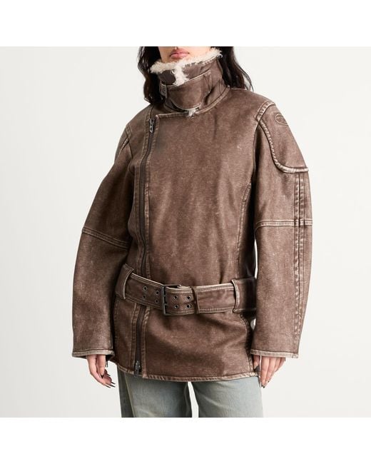 DIESEL Brown G-Eyser Faux Shearling Coat