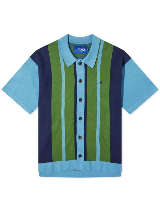 AWAKE NY Blue Camp Collar Knitted Shirt for men