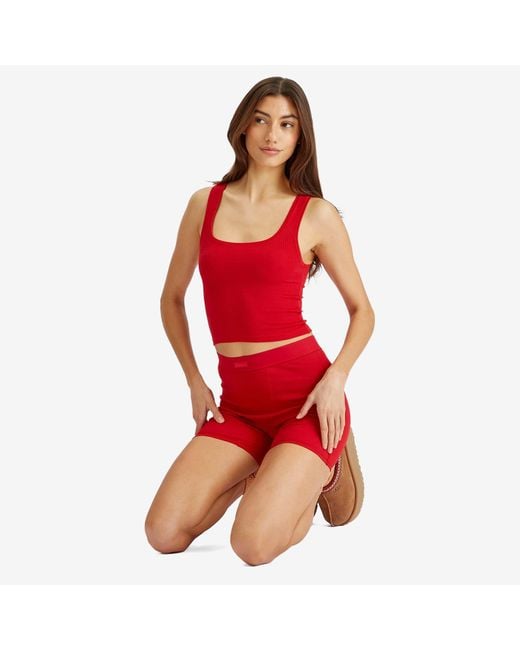 Skims Red Cotton Rib Boxer