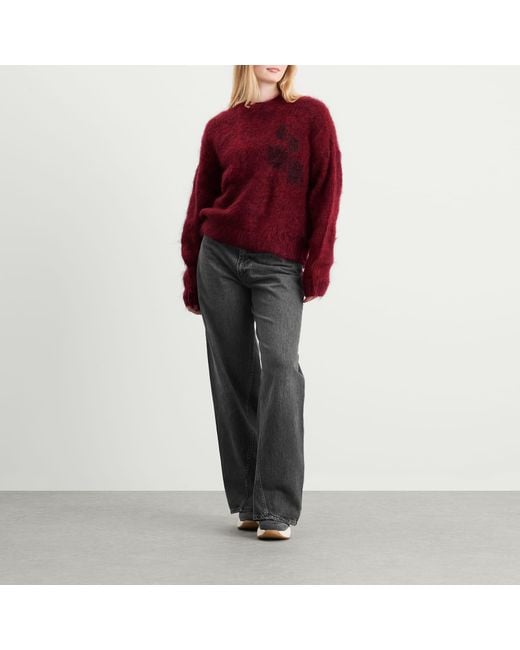Isabel Marant Red Mirella Fluffy Logo Knit