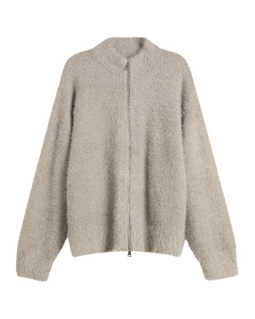 MKI Miyuki-Zoku Gray Faux Alpaca Knit Track Jacket for men