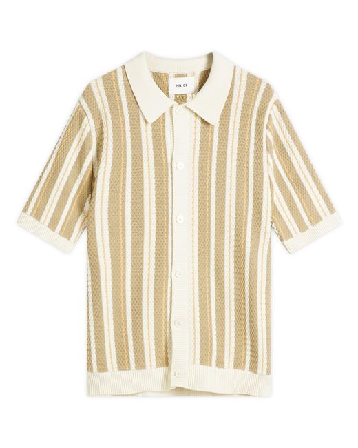 NN07 Natural Jackie Stripe Knitted Polo Shirt for men