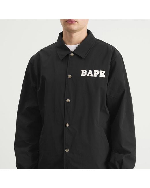 A Bathing Ape Black College Coach Jacket for men