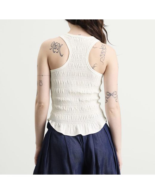 Peachy Den White Deba Shirred Tank