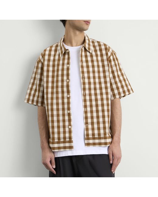 NN07 Brown Reed Boxy Short Sleeve Shirt for men