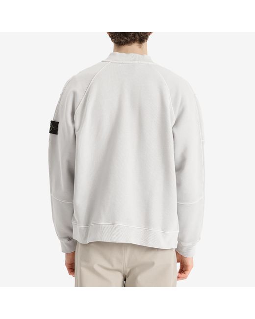 Stone Island White Old Effect Fleece Bomber Jacket for men