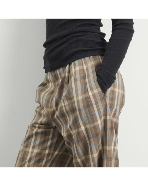 Auralee Gray Wool Check Two-Tuck Slacks