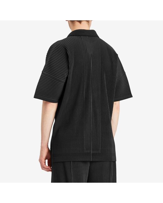 Homme Plissé Issey Miyake Black Pleated Vacation Shirt for men