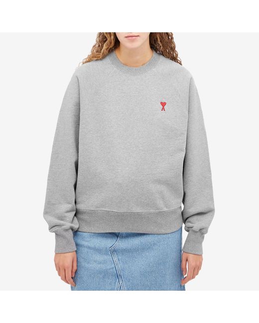 Ami Paris Ami Small Adc Crew Sweat in Gray Lyst